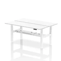 Dynamic Air Back-to-Back W1800 x D600mm Height Adjustable Sit Stand 2 Person Bench Desk With Cable Ports White Finish White Frame - HA02536