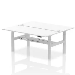 Dynamic Air Back-to-Back W1800 x D800mm Height Adjustable Sit Stand 2 Person Bench Desk With Cable Ports White Finish Silver Frame - HA02672