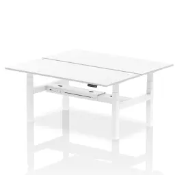 Dynamic Air Back-to-Back W1800 x D800mm Height Adjustable Sit Stand 2 Person Bench Desk With Cable Ports White Finish White Frame - HA02674