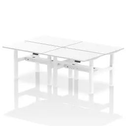 Dynamic Air Back-to-Back W1200 x D800mm Height Adjustable Sit Stand 4 Person Bench Desk With Cable Ports White Finish White Frame - HA01774