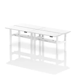 Dynamic Air Back-to-Back W1400 x D600mm Height Adjustable Sit Stand 4 Person Bench Desk With Cable Ports White Finish White Frame - HA01924