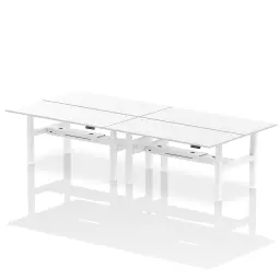 Dynamic Air Back-to-Back W1800 x D800mm Height Adjustable Sit Stand 4 Person Bench Desk With Cable Ports White Finish White Frame - HA02746