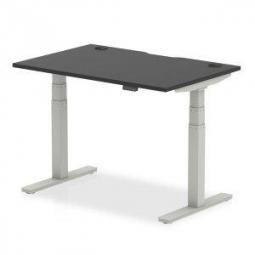 Dynamic Air Black Series 1200 x 800mm Height Adjustable Desk Black Top with Cable Ports Silver Leg HA01273