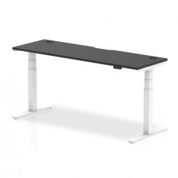 Dynamic Air Black Series 1800 x 600mm Height Adjustable Desk Black Top with Cable Ports White Leg HA01272