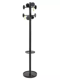 Alba Stan Coat Stand 8 Pegs and 2 Hooks 5Kg Weighted Base 48 x 355 x 1750mm Silver Grey/Black - PMSTAN3 M