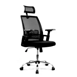 Nautilus Designs Alpha High Back Mesh Operator Office Chair with Headrest and Height Adjustable Arms Black - BCM/F816/BK