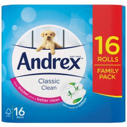 Andrex Gentle Clean Toilet Rolls White (Pack 16) 1102122