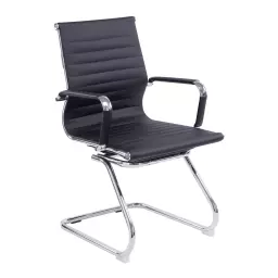 Nautilus Designs Aura Contemporary Medium Back Bonded Leather Executive Cantilever Visitor Chair With Fixed Arms Black - BCL/8003AV/BK