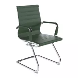 Nautilus Designs Aura Contemporary Medium Back Bonded Leather Executive Cantilever Visitor Chair With Fixed Arms Forest Green - BCL/8003AV/FGN