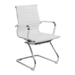 Nautilus Designs Aura Contemporary Medium Back Bonded Leather Executive Cantilever Visitor Chair With Fixed Arms White - BCL/8003AV/WH