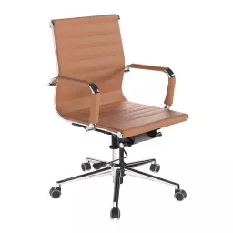 Nautilus Designs Aura Contemporary Medium Back Bonded Leather Executive Office Chair With Fixed Arms Coffee Brown - BCL/8003/BW