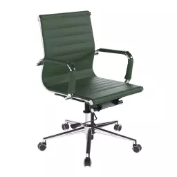 Nautilus Designs Aura Contemporary Medium Back Bonded Leather Executive Office Chair With Fixed Arms Forest Green - BCL/8003/FGN