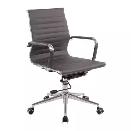 Nautilus Designs Aura Contemporary Medium Back Bonded Leather Executive Office Chair With Fixed Arms Grey - BCL/8003/GY