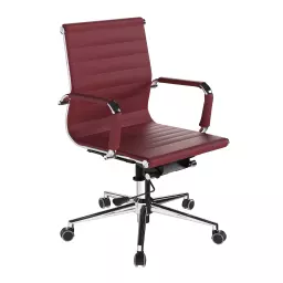 Nautilus Designs Aura Contemporary Medium Back Bonded Leather Executive Office Chair With Fixed Arms Red - BCL/8003/OX