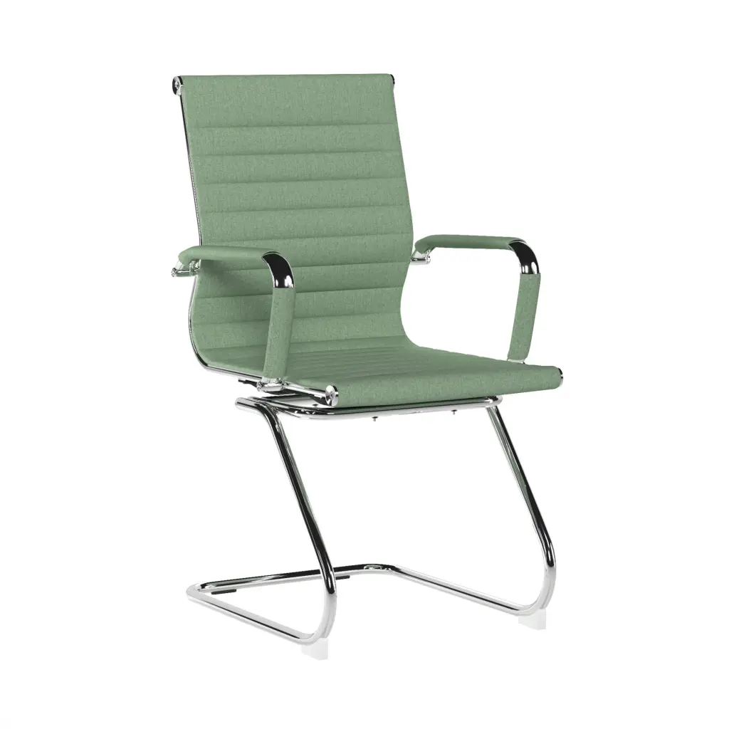 Nautilus Designs Aura Contemporary Medium Back Fabric Executive Cantilever Visitor Chair With Fixed Arms and Chrome Base Green - BCF/8003AV/GN