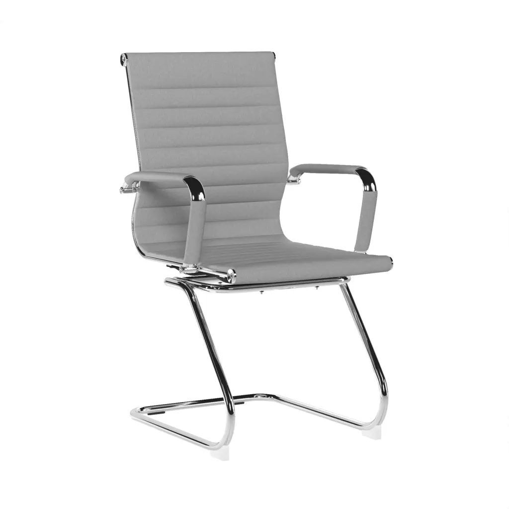 Nautilus Designs Aura Contemporary Medium Back Fabric Executive Cantilever Visitor Chair With Fixed Arms and Chrome Base Grey - BCF/8003AV/GY