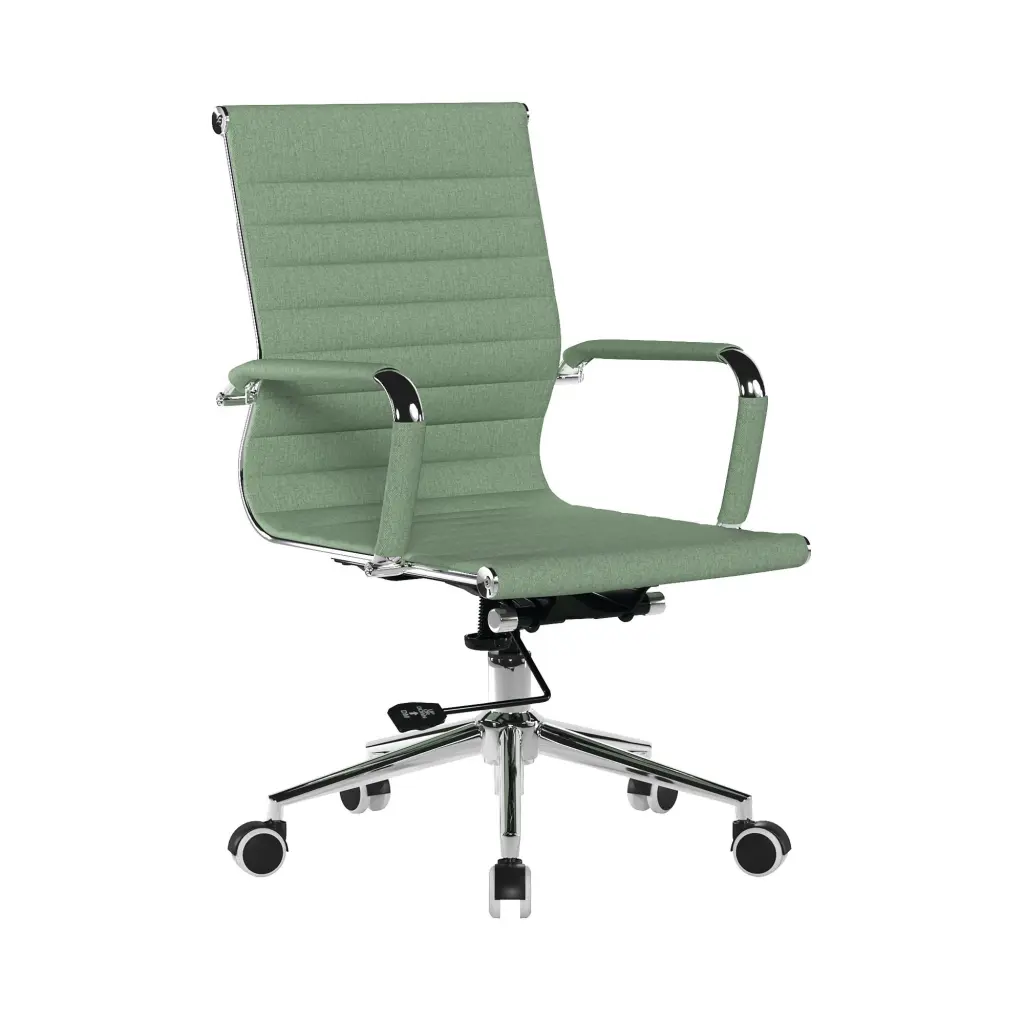 Nautilus Designs Aura Contemporary Medium Back Fabric Executive Office Chair With Fixed Arms and Chrome Base Green - BCF/8003/GN