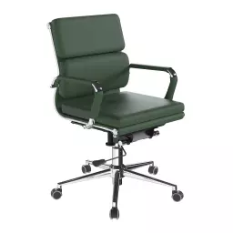 Nautilus Designs Avanti Medium Back Bonded Leather Executive Office Chair With Individual Back Cushions and Fixed Arms Green - BCL/5003/FGN