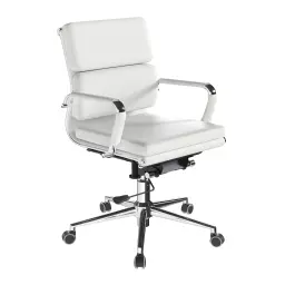 Nautilus Designs Avanti Medium Back Bonded Leather Executive Office Chair With Individual Back Cushions and Fixed Arms White - BCL/5003/WH