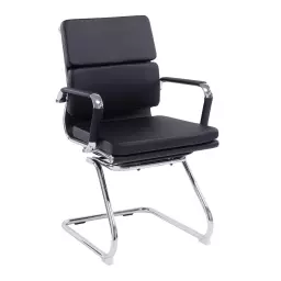 Nautilus Designs Avanti Medium Back Bonded Leather Cantilever Visitor Chair With Individual Back Cushions & Fixed Arms Black - BCL/5003AV/BK