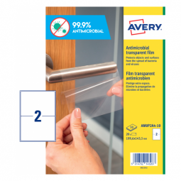 Avery Antimicrobial Film A4 Label 2 Per Sheet 10 Sheets AM0P2A4-10
