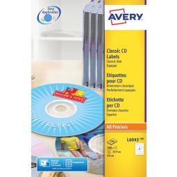 Avery Classic CD Labels 117mm Diameter L6043-100 2 per sheet Pack of 200