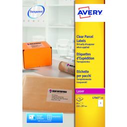 Avery Clear Laser Labels 210x297mm L7567-25 1 per sheet Pack of 25