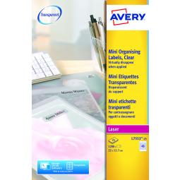 Avery Clear Mini Laser Labels 22x127mm L7553-25 48 per sheet Pack of 1200