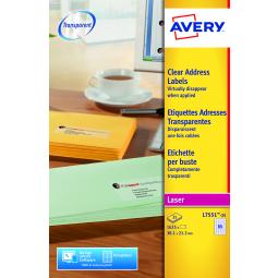 Avery Clear Mini Laser Labels 38x21mm L7551-25 65 per sheet Pack of 1625