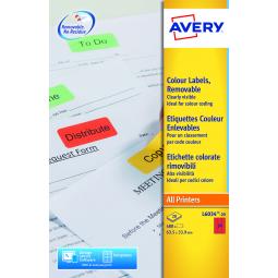 Avery Coloured Labels 63.5x34mm Red L6033-20 24 per sheet Pack of 480