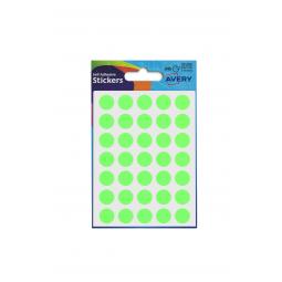Avery Coloured Labels Round 12mm Diameter Green (245 Labels) Pack of 10