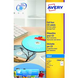 Avery Full-Face CD Label Glossy 117mm Diameter C9660-25 50 Labels