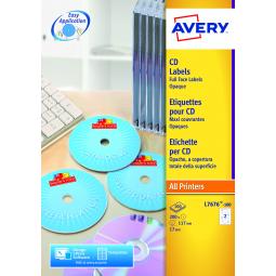 Avery FullFace CD Laser 117mm DIA L7676-100 2 per sheet Pack of 200