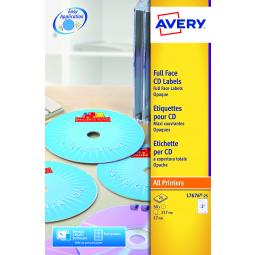 Avery Full Face CD Laser Labels 117mm DIA L7676-25 50 Labels