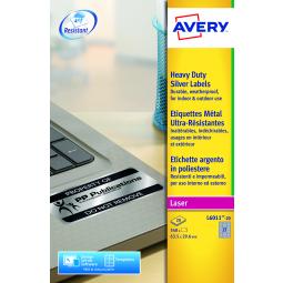 Avery HD Label 63.5x29.6mm Silver L6011-20 27 per sheet Pack of 540