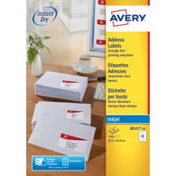 Avery Inkjet Address Label 63.5x46.6mm J8161-25 18 per sheet Pack of 450