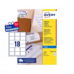 Avery Inkjet Address Label 63.5x47mm J8161-100 18 per sheet Pack of 1800