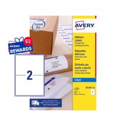 Avery Inkjet Address Labels 199.6 x 143.5mm J8168-100 2 per sheet Pack of 200