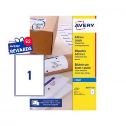 Avery Inkjet Address Labels 199.6 x 289.1mm J8167-100 1 Per Sheet Pack of 100