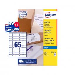 Avery Inkjet Address Labels 38x21mm J8651-100 65 per sheet Pack of 6500