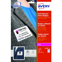 Avery L4784 Self-Adhesive Name Badge 63.5 x 29.6mm White Pack 540