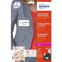 Avery L4787 Self-Adhesive Name Badge 80 x 50mm White/Blue Pack 200
