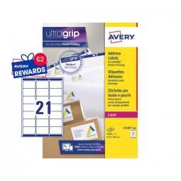Avery L7160-100 63.5x38.1mm Laser Labels 21 per sheet Pack of 2100