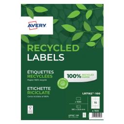 Avery LR7162-100 Recycled Labels 16 per sheet Pack of 1600