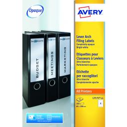 Avery Lever Arch Filing Labels 200x60mm J7171-25 4 per sheet Pack of 100