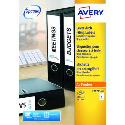 Avery Lever Arch Filing Labels 200x60mm L7171-100 4 per sheet Pack of 400