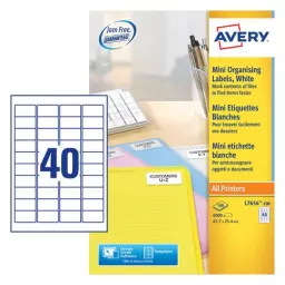 Avery Mini Multipurpose Labels 45.7 x 25.4 mm White (Pack 4000 Labels) - L7654-100