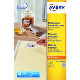 Avery Removable Label 25.4x10mm L4731REV-25 189 per sheet Pack of 4725