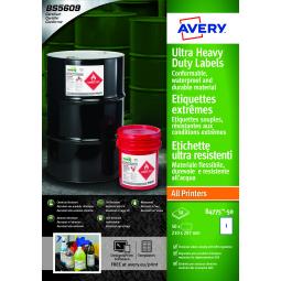 Avery Ultra Resistant Labels 210 x 297 mm Permanent 1 Label Per Sheet 50 Labels Per Pack B4775-50