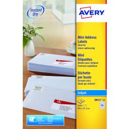 Avery White Mini Labels 38.1x21.2mm J8651-25 65 per sheet Pack of 1625